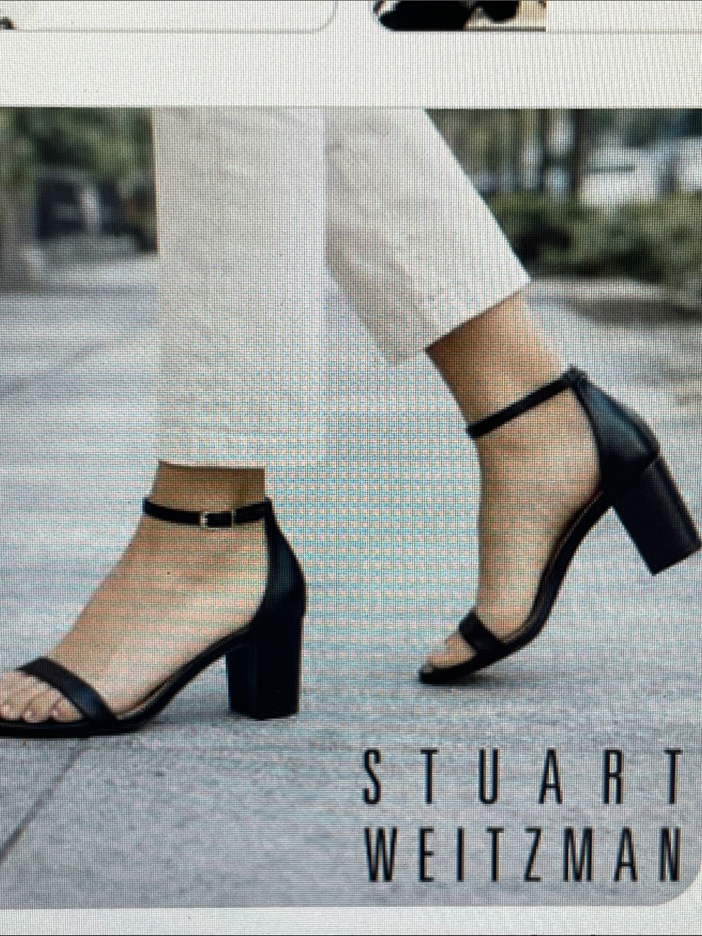 Stuart Weitzman nearly nude Black Ankle-Strap Block Heel Sandals-